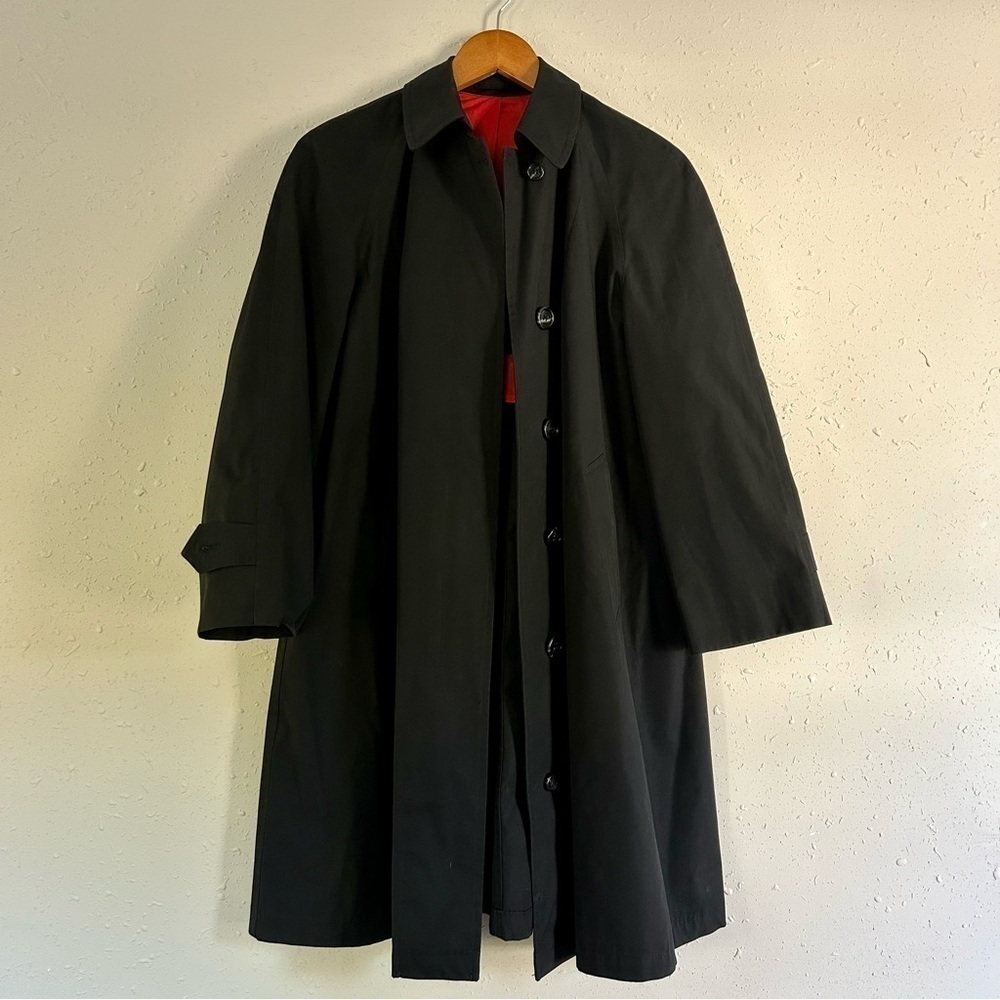 Vintage London Fog Maincoats by Reeves Black Trench Coat 10 Petite - Picture 3 of 8